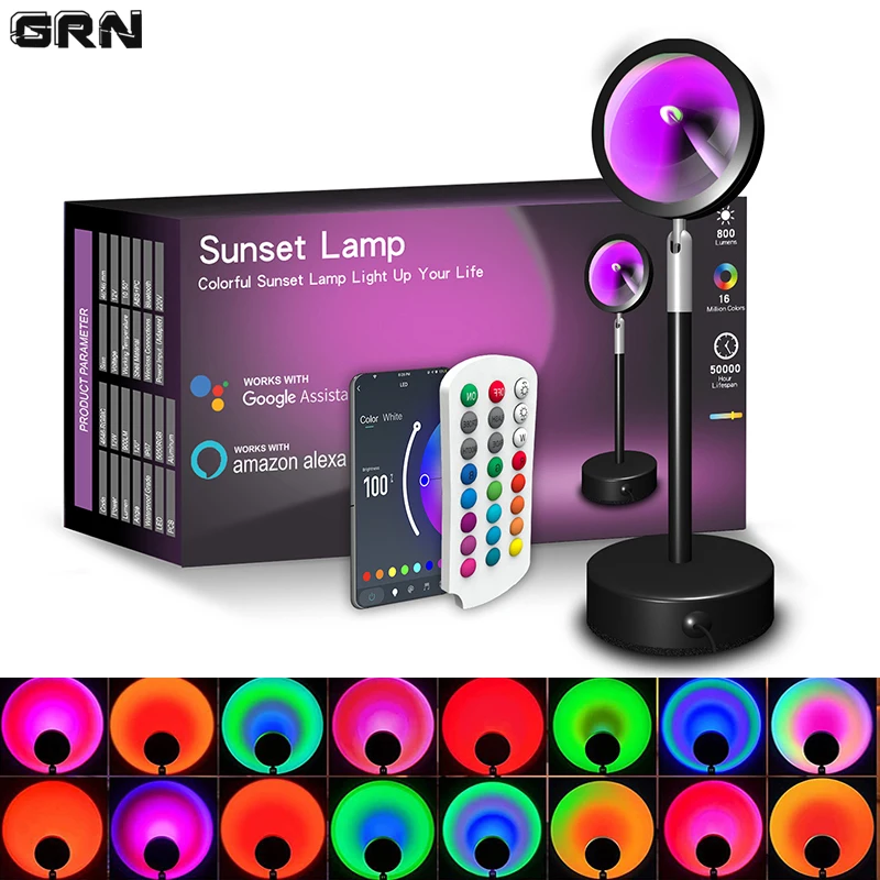 Smart Home Decor - Slimme Led Zonsonderganglamp Kleurrijke Veranderende Bluetooth-App