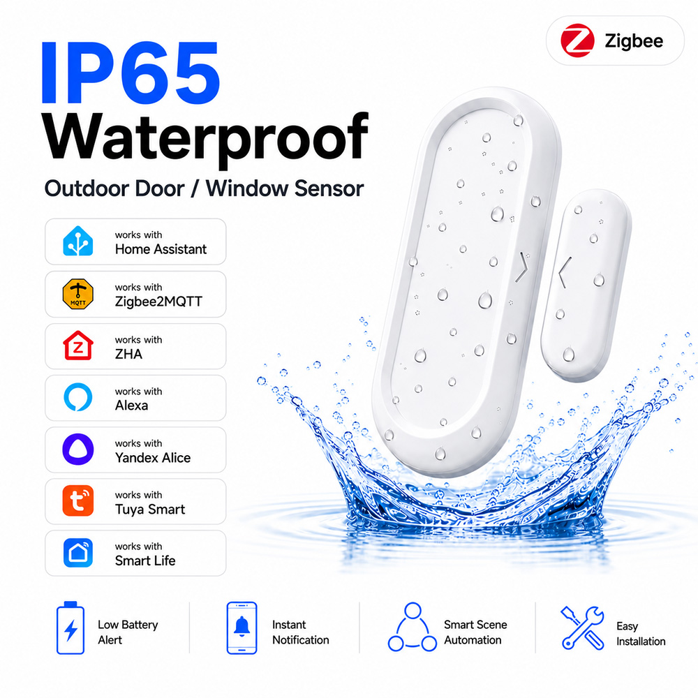 Smart Home Zigbee 3.0 - Waterdichte Deur- en Raamsensor IP65 Zigbee
