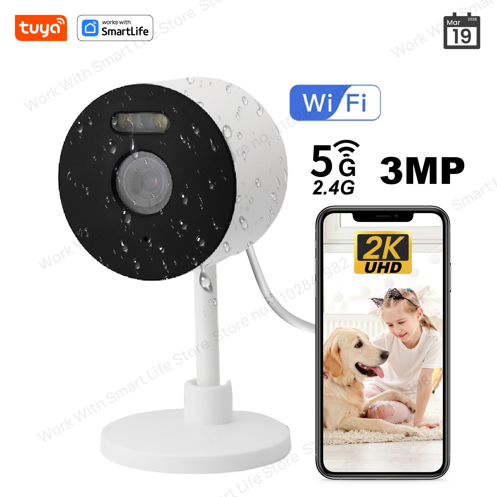 Smart Home Camera Ezviz - 3MP HD Tuya Smart binnen-/buitenbeveiligingscamera voor