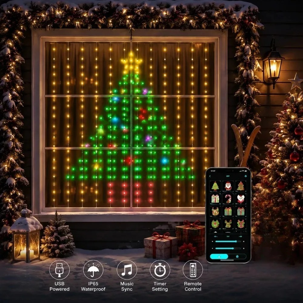 Smart Home Decor - LED Pixel Gordijnverlichting Bluetooth APP Besturing