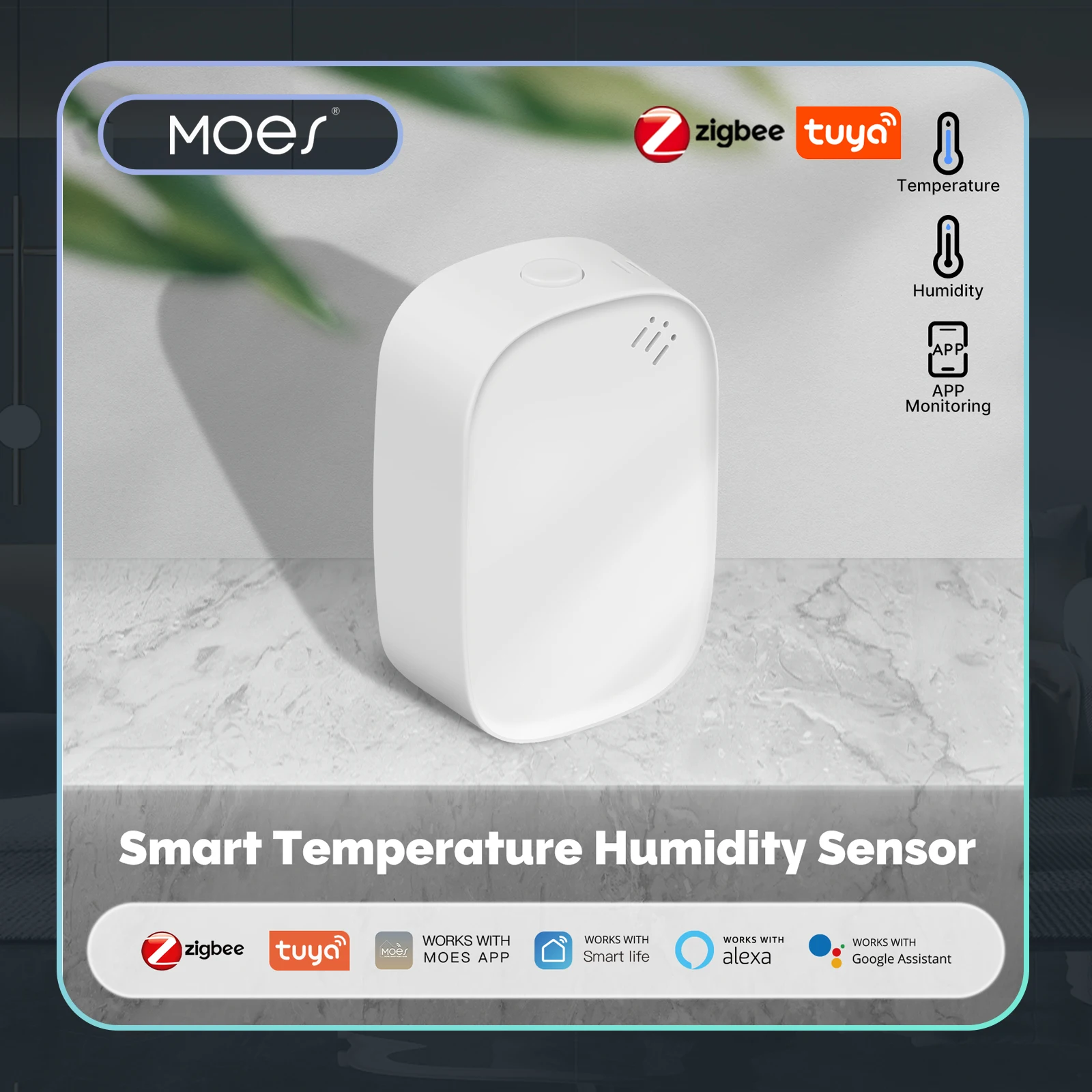 Smart Home Moes - MOES Tuya Zigbee Smart Temperatuur-vochtigheidssensor Indoor