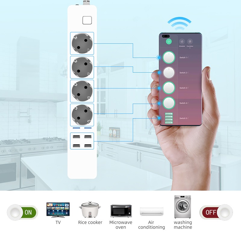 Smart Power Strip - WIFI Smart Stekkerdoos 4 AC-aansluitingen 4
