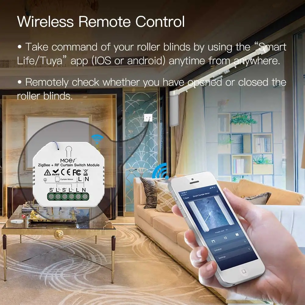 MOES ZigBee Smart RF433 Gordij - Smart Home Moes recensie en prijs