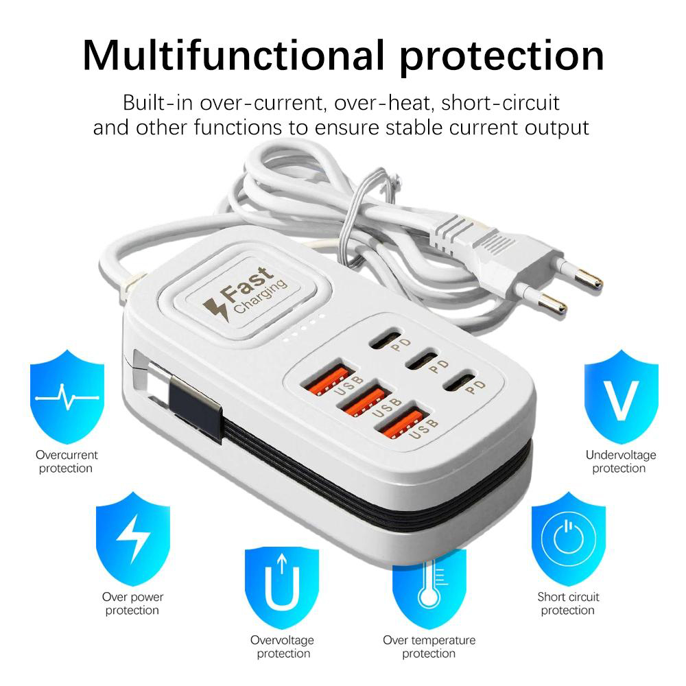 6-poorts USB snellader stekker - Smart Power Strip recensie en prijs